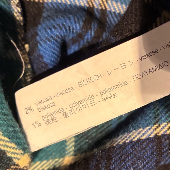 NWOT Zara Plaid Flannel Button Down Wool Blend in Blue Green Size Small - Picture 4 of 6